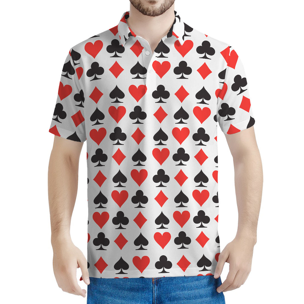 Playing Card Symbols Pattern Print Men's Polo Shirt