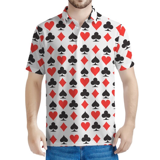 Playing Card Symbols Pattern Print Men's Polo Shirt