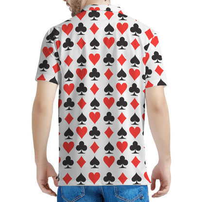 Playing Card Symbols Pattern Print Men's Polo Shirt