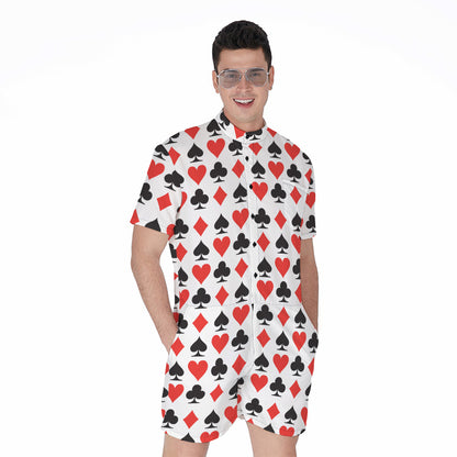 Playing Card Symbols Pattern Print Men's Rompers