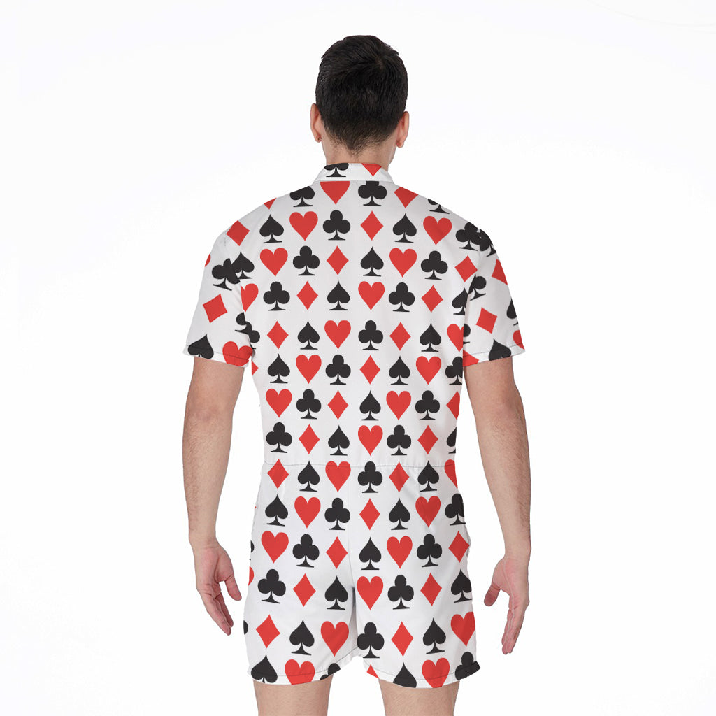 Playing Card Symbols Pattern Print Men's Rompers