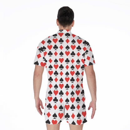Playing Card Symbols Pattern Print Men's Rompers