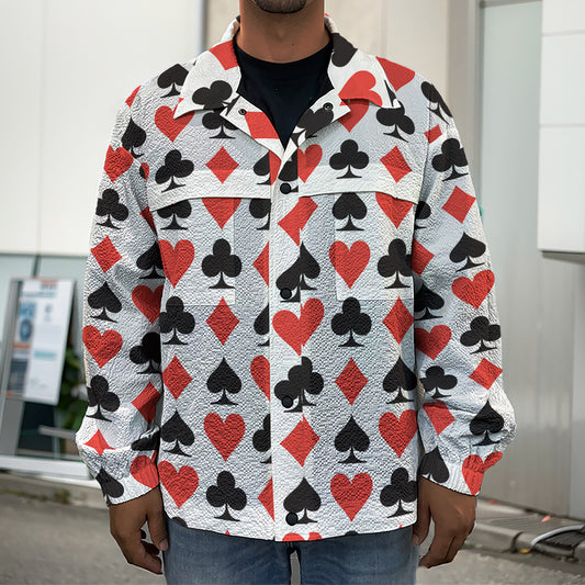 Playing Card Symbols Pattern Print Men's Shirt Jacket