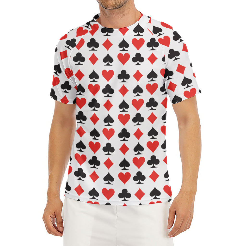 Playing Card Symbols Pattern Print Men's Short Sleeve Rash Guard