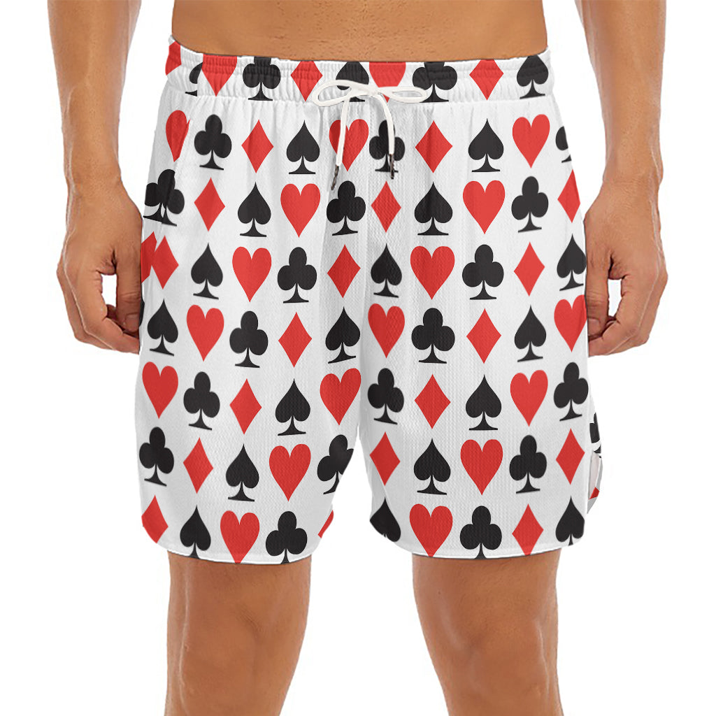 Playing Card Symbols Pattern Print Men's Split Running Shorts