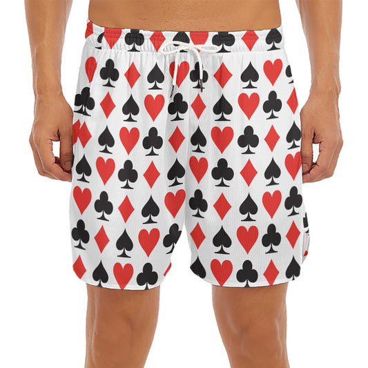 Playing Card Symbols Pattern Print Men's Split Running Shorts