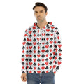 Playing Card Symbols Pattern Print Men's Velvet Pullover Hoodie