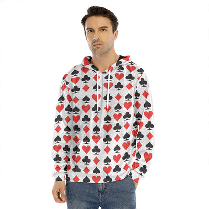 Playing Card Symbols Pattern Print Men's Velvet Pullover Hoodie
