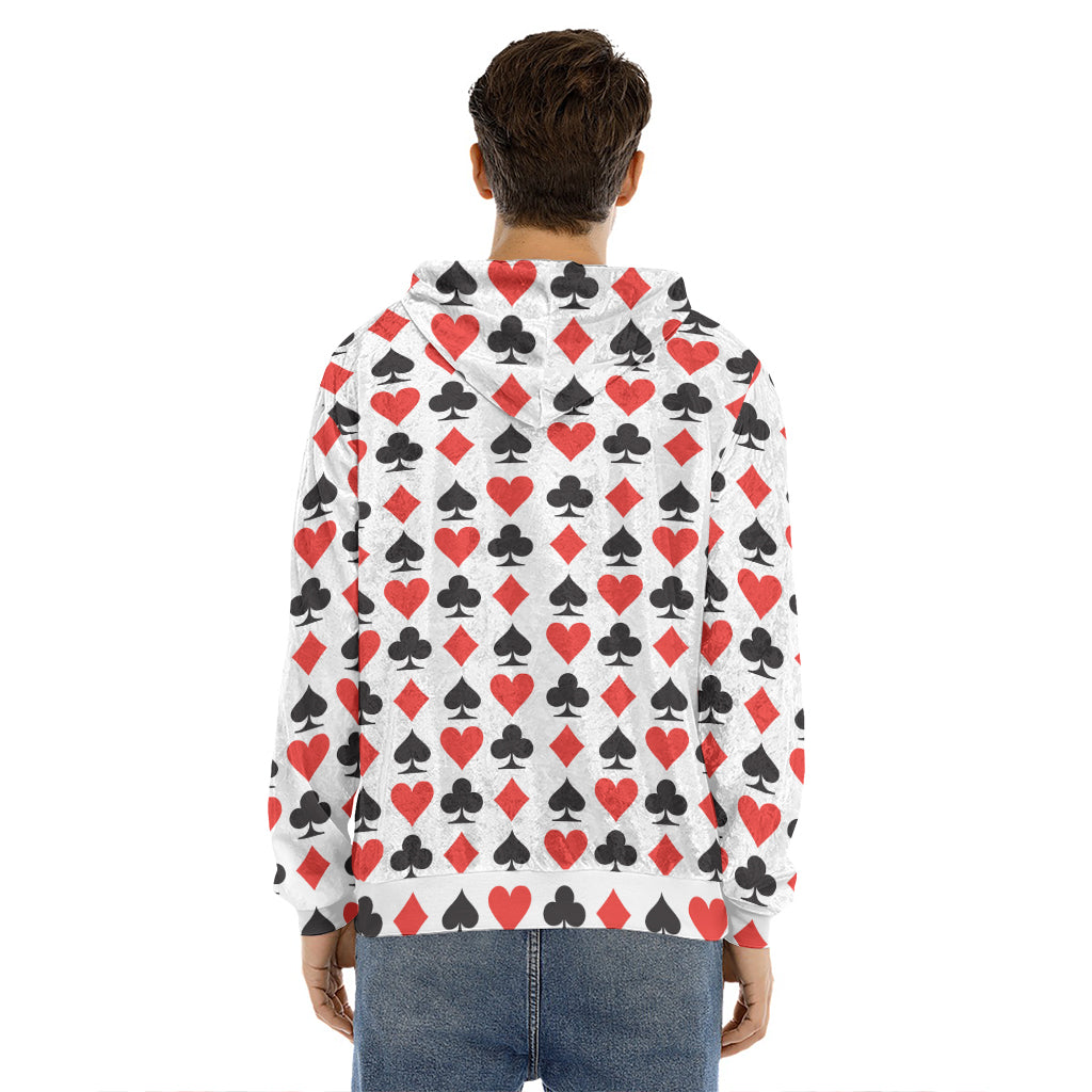 Playing Card Symbols Pattern Print Men's Velvet Pullover Hoodie