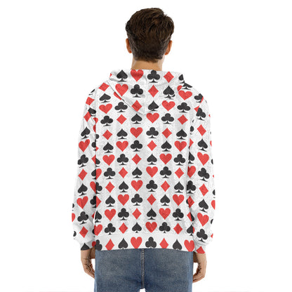 Playing Card Symbols Pattern Print Men's Velvet Pullover Hoodie
