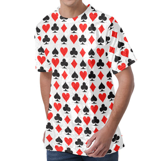 Playing Card Symbols Pattern Print Men's Velvet T-Shirt