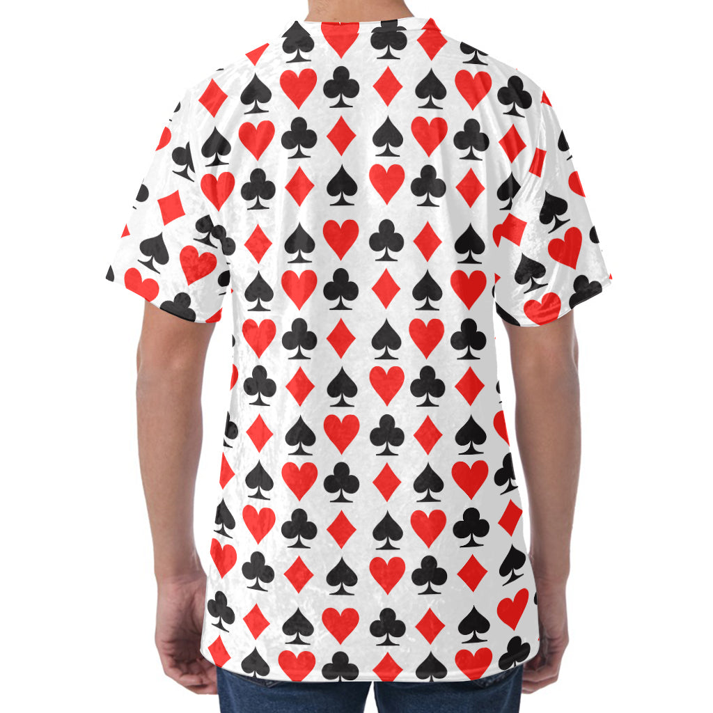Playing Card Symbols Pattern Print Men's Velvet T-Shirt