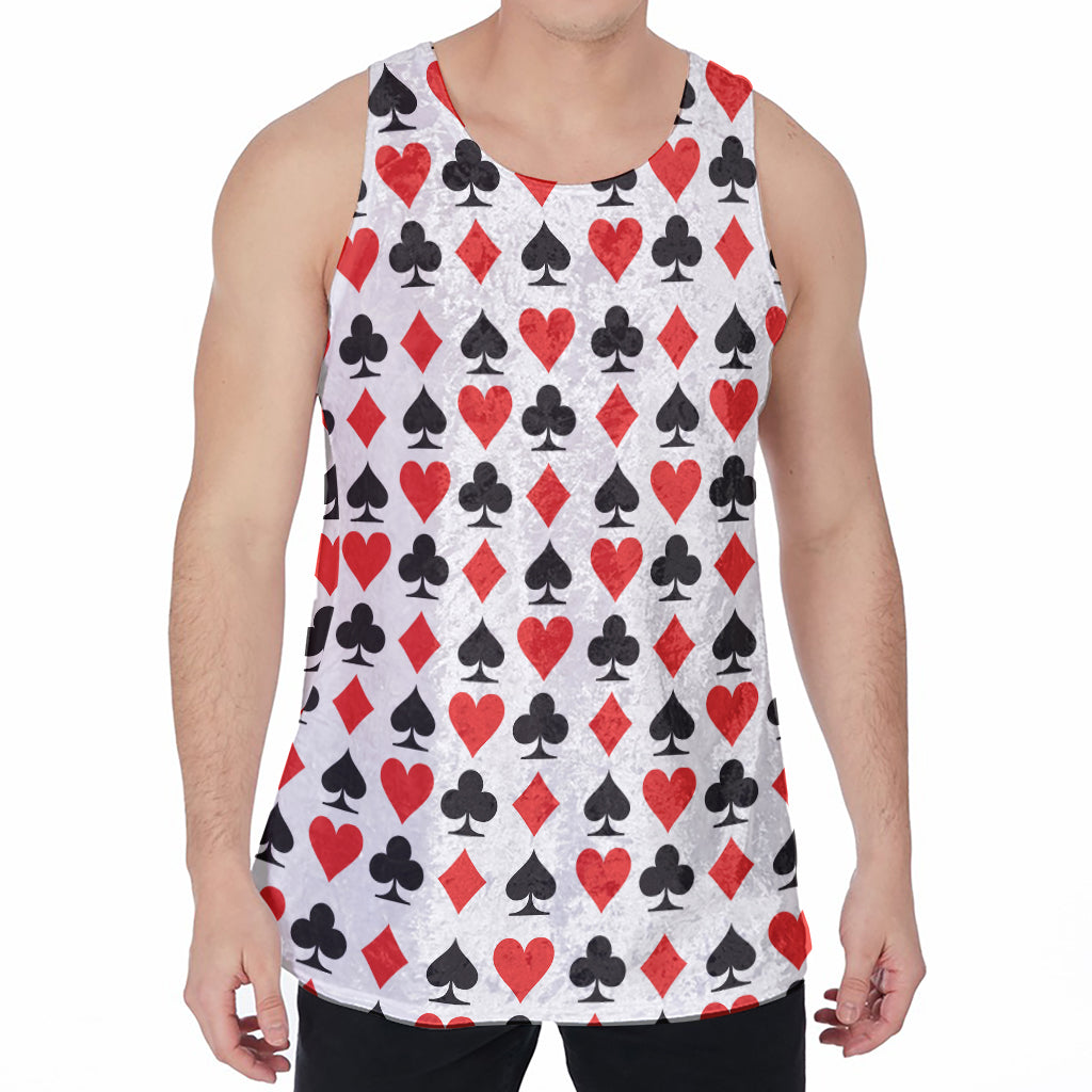 Playing Card Symbols Pattern Print Men's Velvet Tank Top
