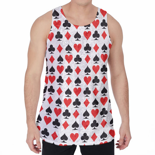 Playing Card Symbols Pattern Print Men's Velvet Tank Top