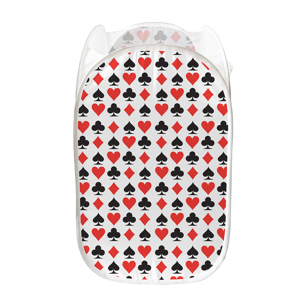 Playing Card Symbols Pattern Print Mesh Laundry Hamper