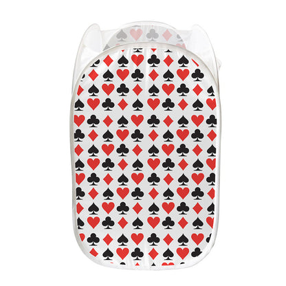 Playing Card Symbols Pattern Print Mesh Laundry Hamper