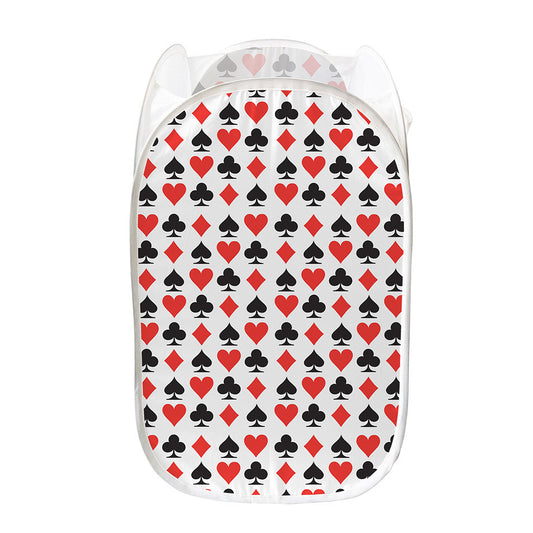 Playing Card Symbols Pattern Print Mesh Laundry Hamper