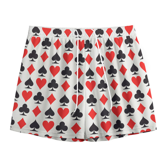 Playing Card Symbols Pattern Print Mesh Shorts