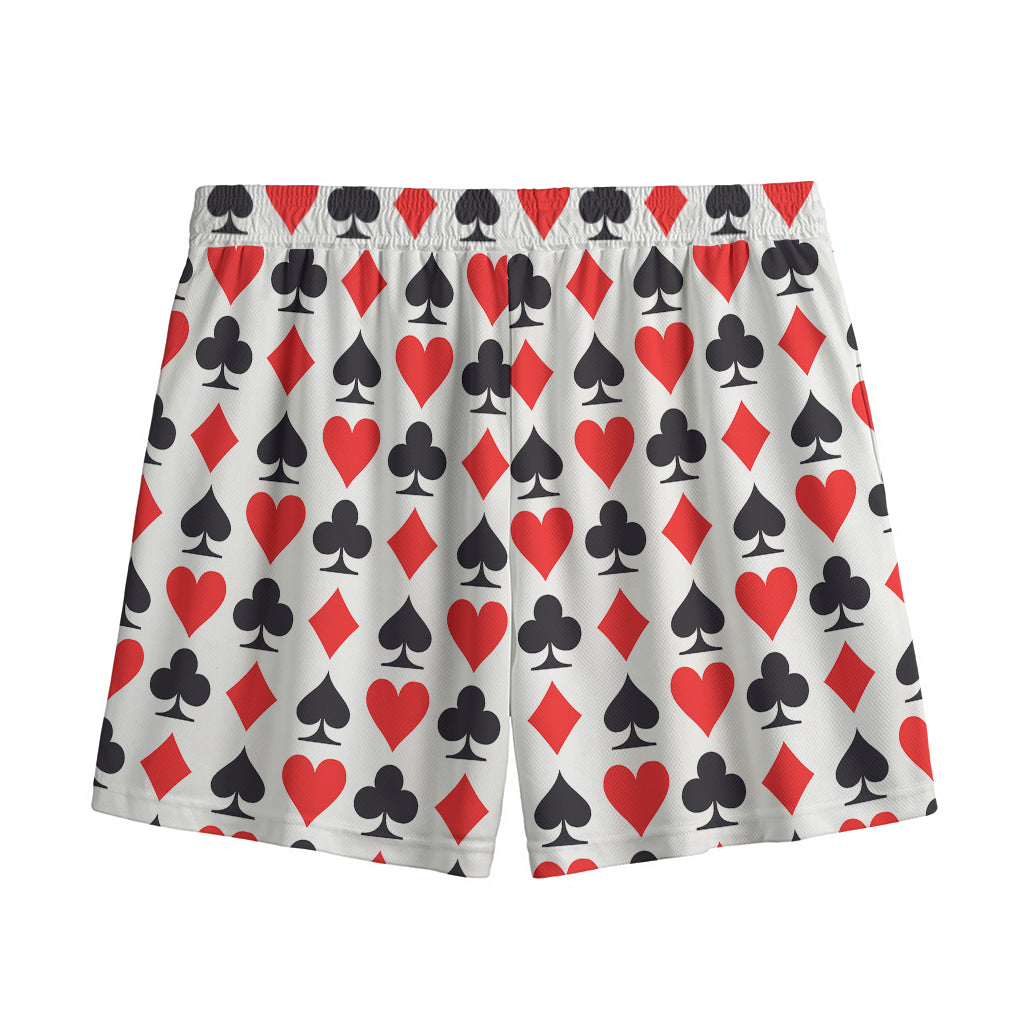 Playing Card Symbols Pattern Print Mesh Shorts