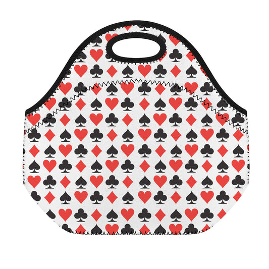 Playing Card Symbols Pattern Print Neoprene Lunch Bag
