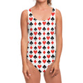 Playing Card Symbols Pattern Print One Piece Swimsuit