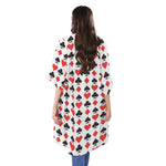 Playing Card Symbols Pattern Print Open Front Beach Cover Up