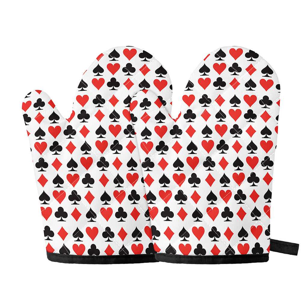Playing Card Symbols Pattern Print Oven Mitts