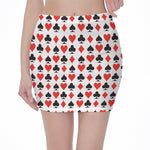 Playing Card Symbols Pattern Print Pencil Mini Skirt