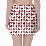 Playing Card Symbols Pattern Print Pencil Mini Skirt