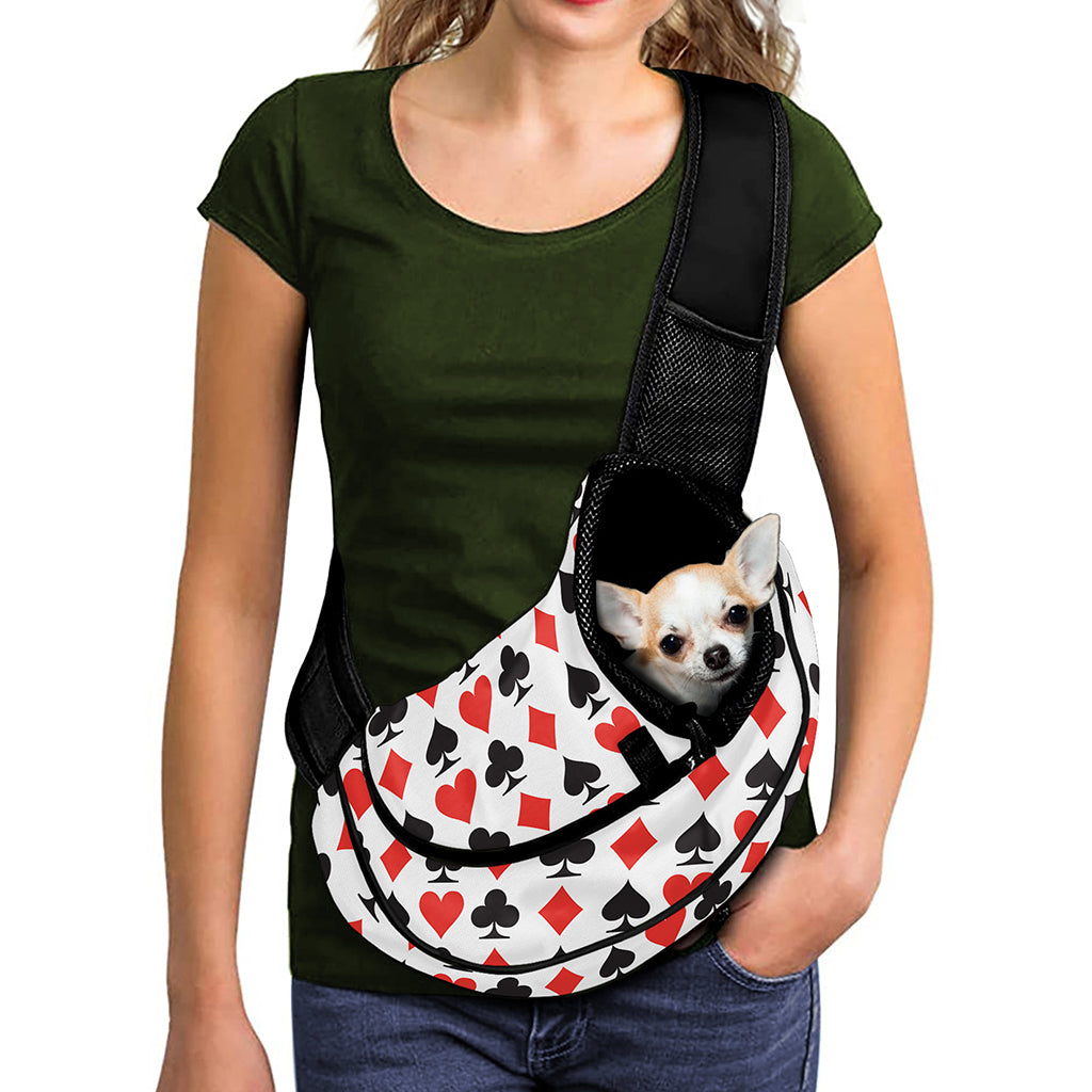 Playing Card Symbols Pattern Print Pet Sling Carrier