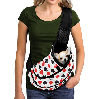 Playing Card Symbols Pattern Print Pet Sling Carrier