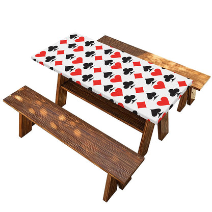 Playing Card Symbols Pattern Print Picnic Table Cover