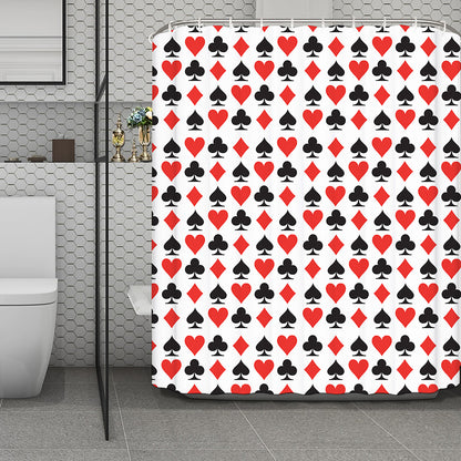 Playing Card Symbols Pattern Print Polyester Shower Curtain