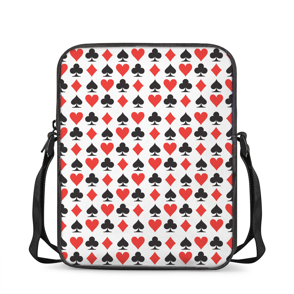 Playing Card Symbols Pattern Print Rectangular Crossbody Bag