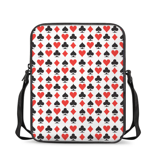 Playing Card Symbols Pattern Print Rectangular Crossbody Bag