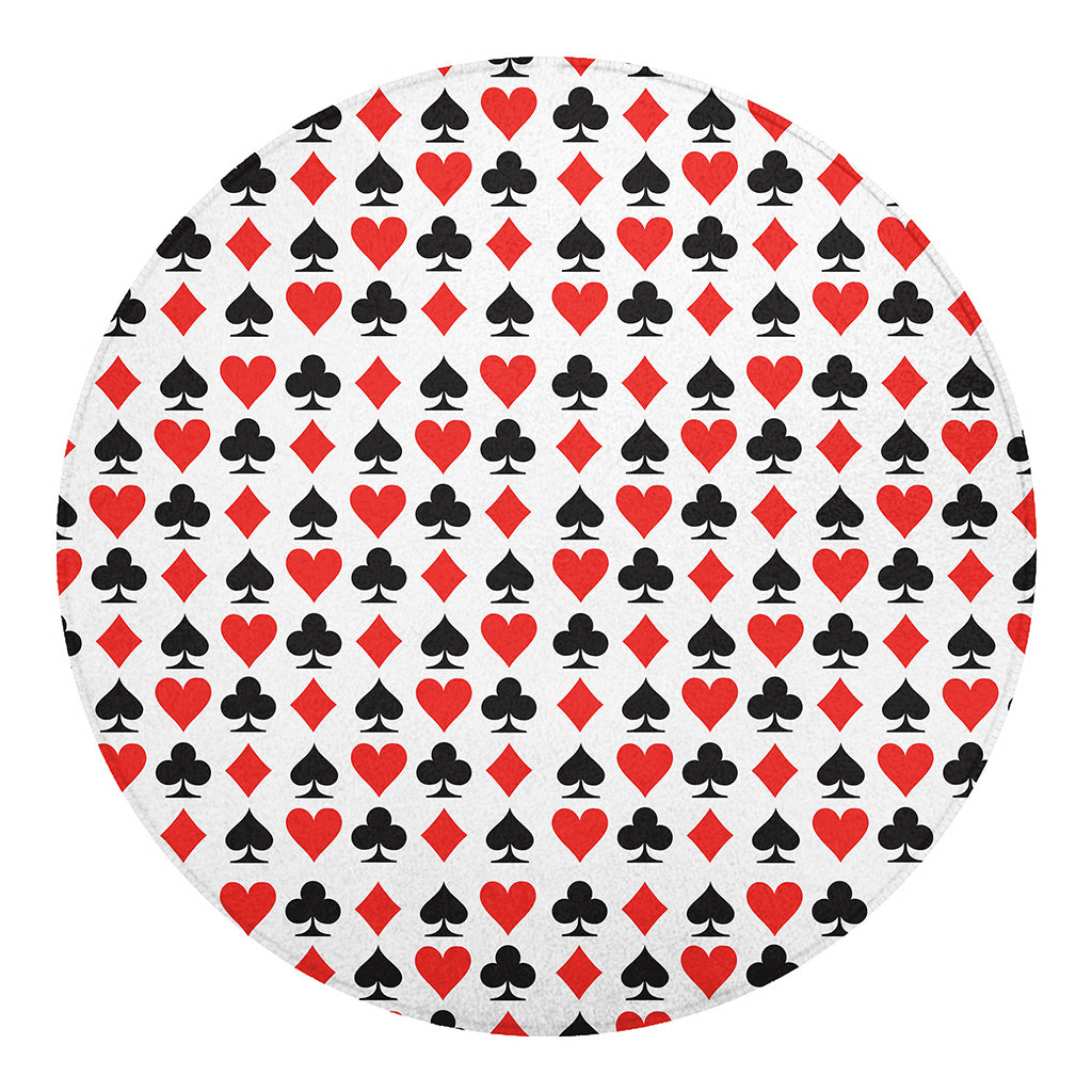 Playing Card Symbols Pattern Print Round Blanket