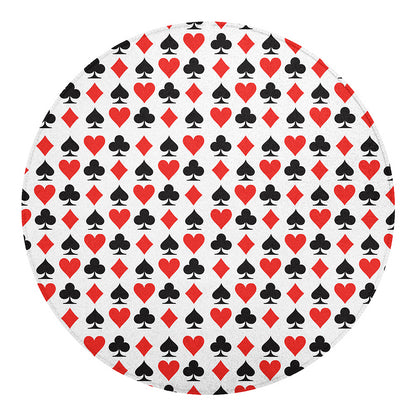 Playing Card Symbols Pattern Print Round Blanket
