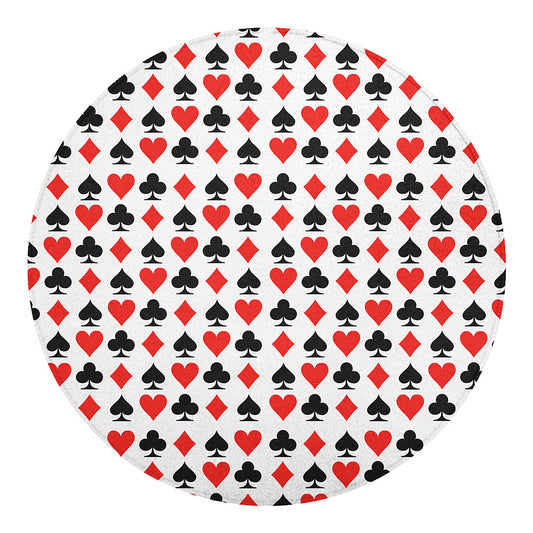 Playing Card Symbols Pattern Print Round Blanket