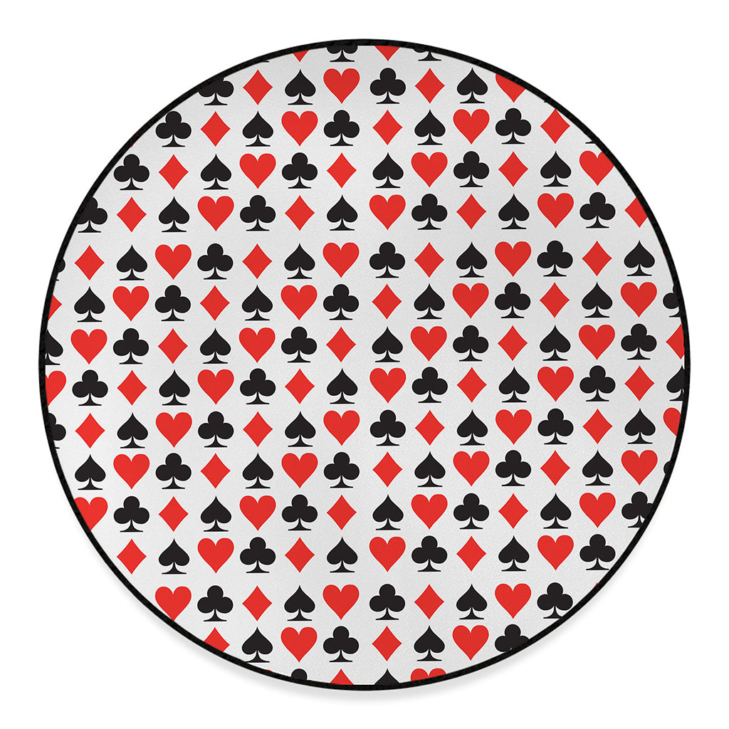 Playing Card Symbols Pattern Print Round Floor Mat