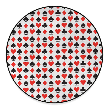 Playing Card Symbols Pattern Print Round Floor Mat