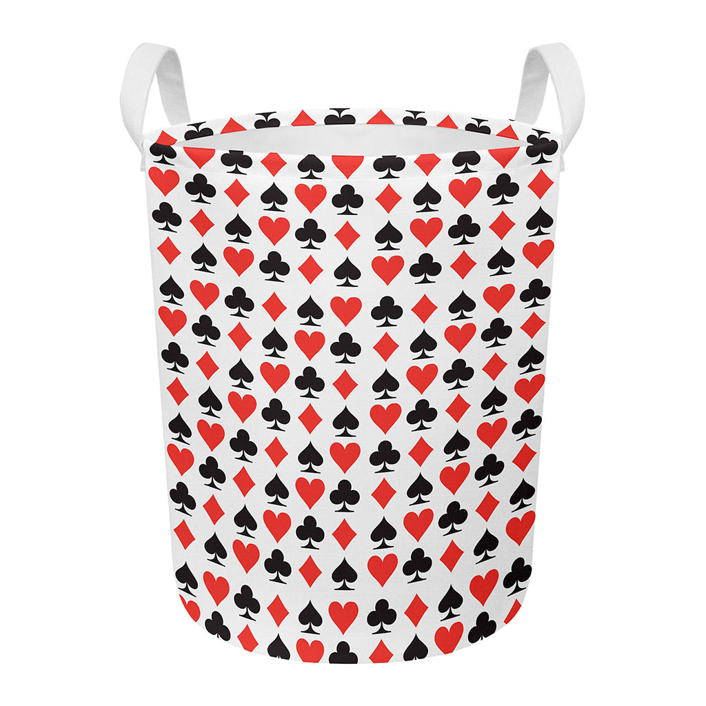 Playing Card Symbols Pattern Print Round Laundry Basket