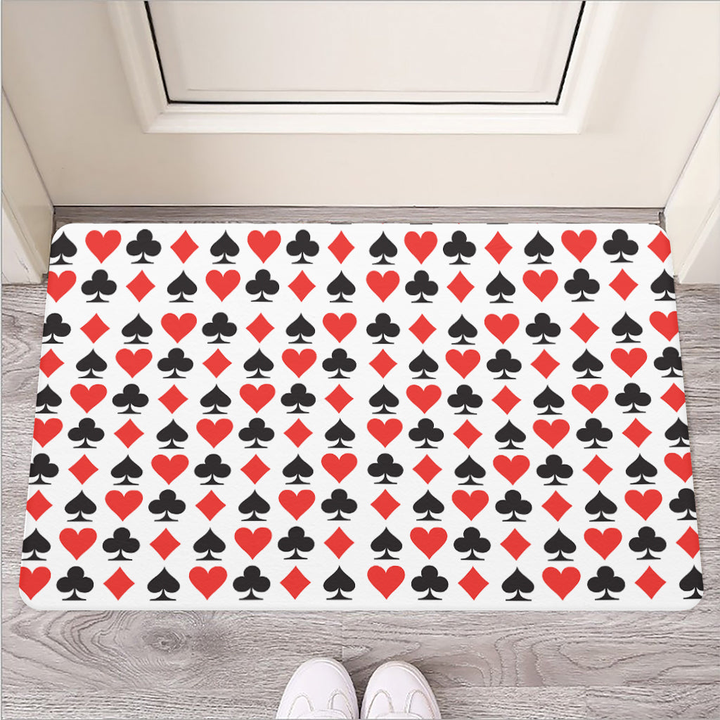 Playing Card Symbols Pattern Print Rubber Doormat
