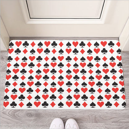 Playing Card Symbols Pattern Print Rubber Doormat