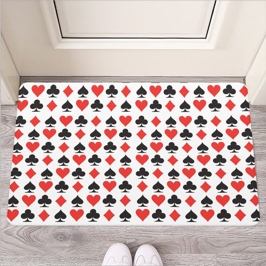 Playing Card Symbols Pattern Print Rubber Doormat