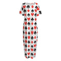 Playing Card Symbols Pattern Print Short Sleeve Long Nightdress