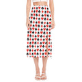 Playing Card Symbols Pattern Print Side Slit Midi Skirt