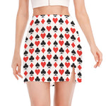 Playing Card Symbols Pattern Print Side Slit Mini Skirt