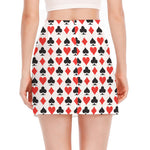 Playing Card Symbols Pattern Print Side Slit Mini Skirt