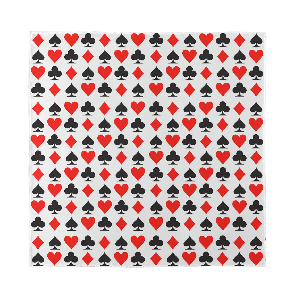 Playing Card Symbols Pattern Print Silk Bandana