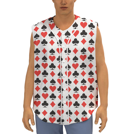 Playing Card Symbols Pattern Print Sleeveless Baseball Jersey